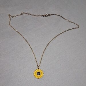 Gold Sunflower Pendant Necklace